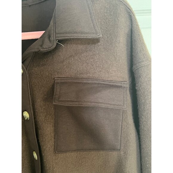 Steve Madden Brown Oversized Shacket Fleece Front Pockets Jacket Womens XL - Picture 5 of 8
